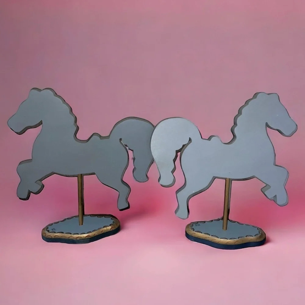 Vintage Carousel Horse Home Decor Pair Hand Pained - Picture 2 of 5